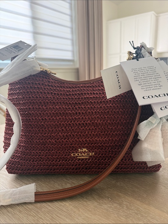Coach Handbags - NWT Coach Limited Edition Natural Straw Laurel Shoulder Bag With Charms